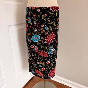 Y2K BLACK BCBG MAXAZRIA FLORAL MIDI SKIRT